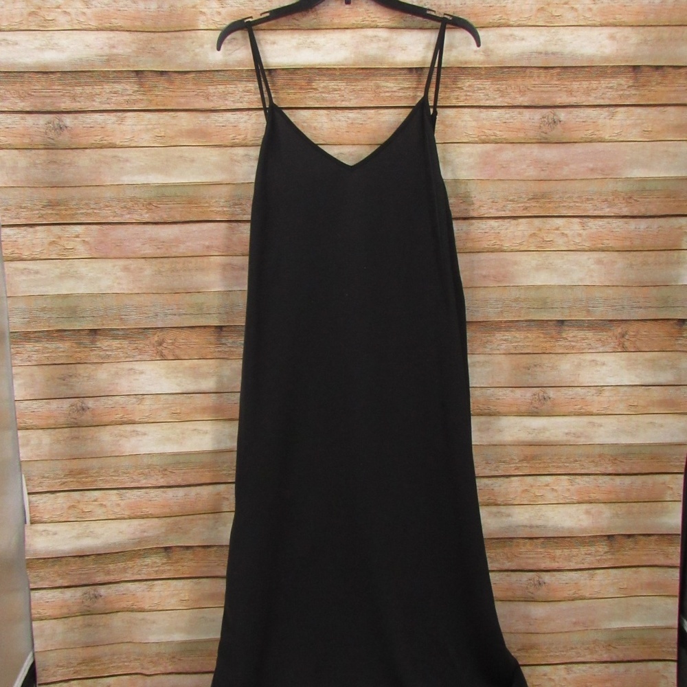 a new day Black V-Neck Non-See-Through Polyester Maxi Dress Women's XL